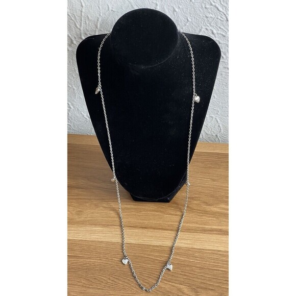 Vintage 1977 Sarah Coventry Party Hearts Double Necklace Silvertone Cottage Core - Picture 3 of 5